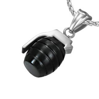 Pendentif homme acier grenade noir et silver