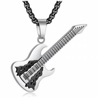 Pendentif homme acier Guitare flamming