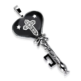 Pendentif homme acier Heart Key