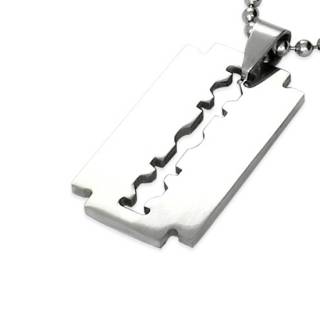 Pendentif homme acier lame de rasoir