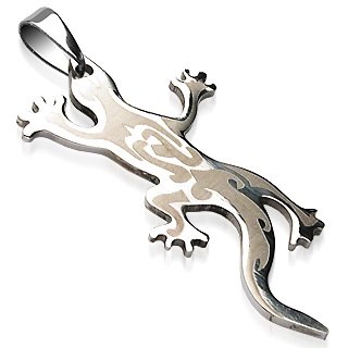 Pendentif homme acier l�zard Gecco