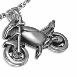 Pendentif homme acier moto de course