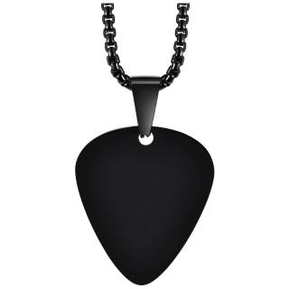 Pendentif homme acier noir en forme de m�diator de guitare