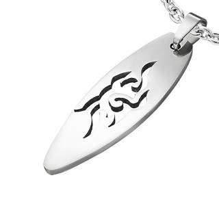 Pendentif homme acier planche surf tribal