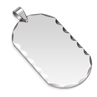 Pendentif homme acier plaque � bords poinconn�s