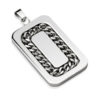 Pendentif homme acier plaque � chaine ins�r�e