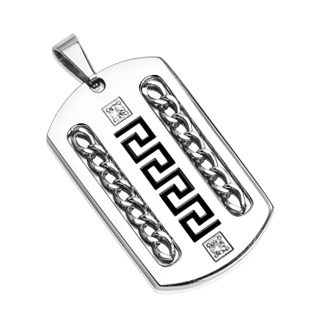 Pendentif homme acier plaque � motifs grecs
