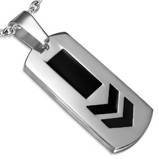 Pendentif homme acier plaque avec double fl�che