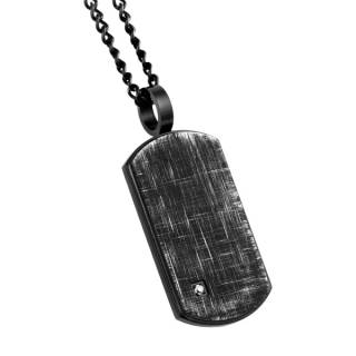 Pendentif homme acier plaque noir vintage