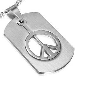 Pendentif homme acier plaque Peace and love