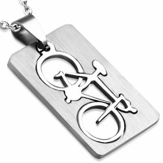 Pendentif homme acier plaque v�lo � bords arrondie