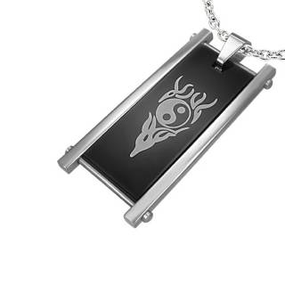 Pendentif homme acier plaque Ying et Yang