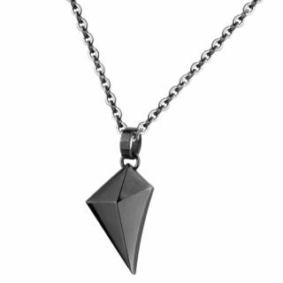 Pendentif homme acier pointe noire � reliefs