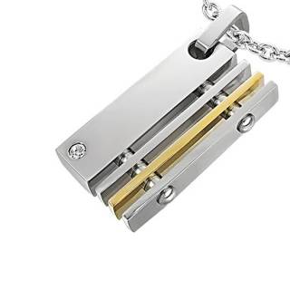 Pendentif homme acier rectangle � lamelles