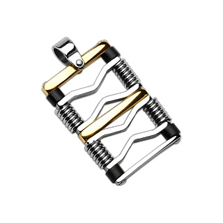 Pendentif homme acier rectangle abstrait