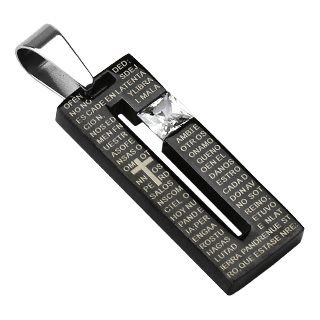 Pendentif homme acier rectangle ajour� serti