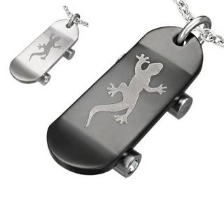 Pendentif homme acier Skateboard Gecco