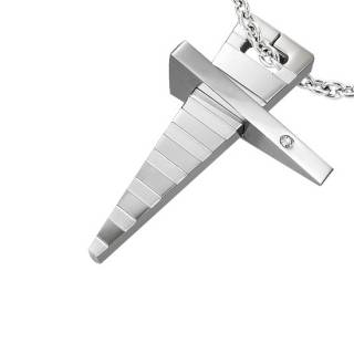 Pendentif homme acier triangles crois�s