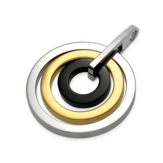 Pendentif homme acier trio d'anneaux