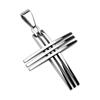 Pendentif homme acier triple croix