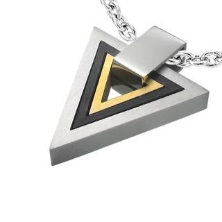 Pendentif homme acier triple triangle