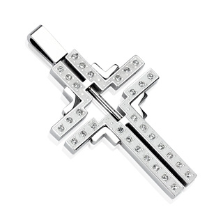 Pendentif homme acier croix latine d�structur�e