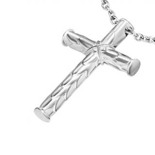 Pendentif homme croix acier style bambou