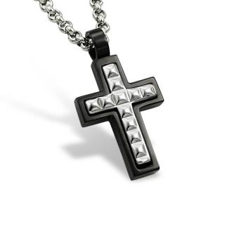Pendentif homme croix tungst�ne et acier