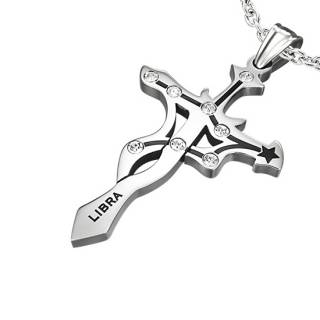 Pendentif homme Croix zodiaque Balance