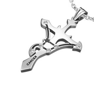 Pendentif homme Croix zodiaque Cancer