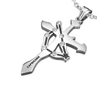 Pendentif homme Croix zodiaque Capricorne