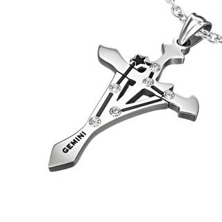 Pendentif homme Croix zodiaque G�meaux
