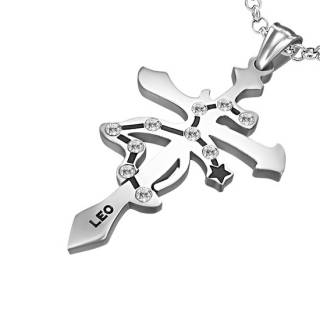 Pendentif homme Croix zodiaque Lion