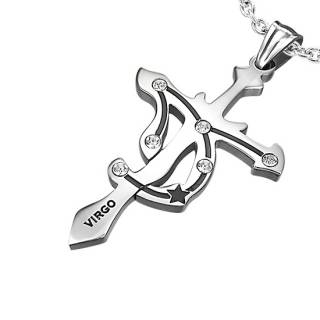 Pendentif homme Croix zodiaque Vierge