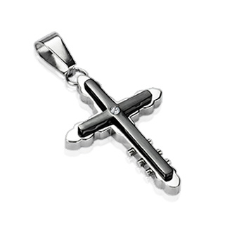 Pendentif homme double croix ondul�e