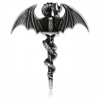 Pendentif homme Dragon � �p�e en acier