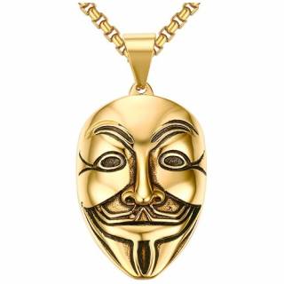 Pendentif homme masque de Guy Fawkes en acier dor�