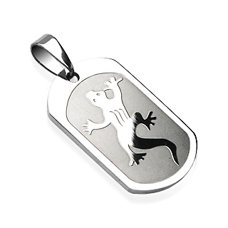 Pendentif homme plaque acier l�zard