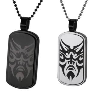 Pendentif homme plaque acier masque style Maori