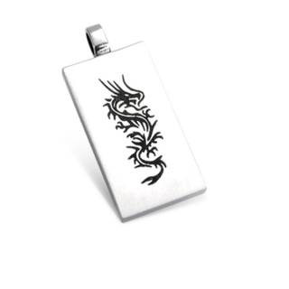 Pendentif homme plaque Dragon Noir