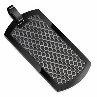 Pendentif homme plaque noire en acier � alv�oles anthracites