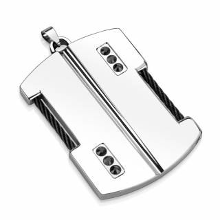 Pendentif homme plaque rainur�e avec trios de pierres et fillins