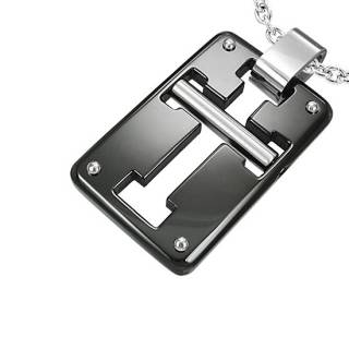 Pendentif homme plaque rectangle avec croix