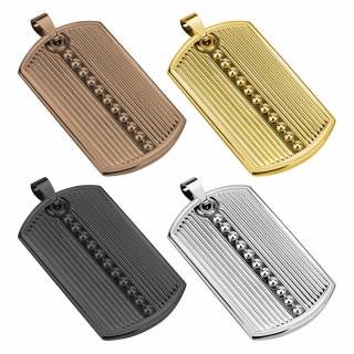 Pendentif homme plaque stri�e avec ligne de billes