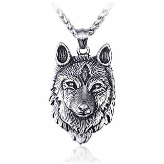 Pendentif homme t�te de loup celte en acier