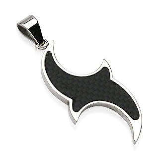 Pendentif homme tribal acier et fibre de carbone