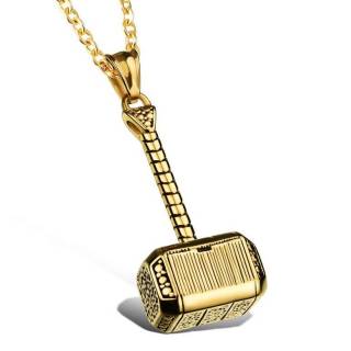 Pendentif marteau nordique en acier dor�