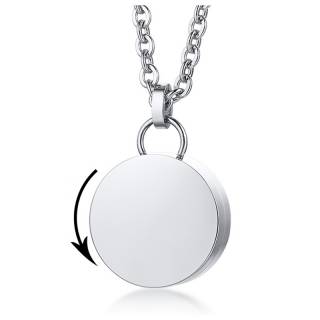 Pendentif m�daillon rond acier d�vissable (urne)