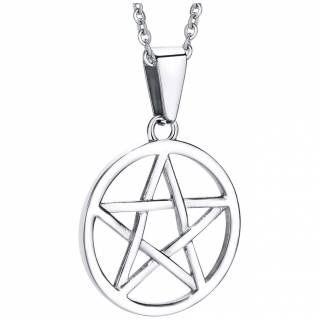 Pendentif pentacle en acier (avec cha�ne)