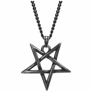 Pendentif Pentacle invers� anthracite aspect us� "ASTRON"